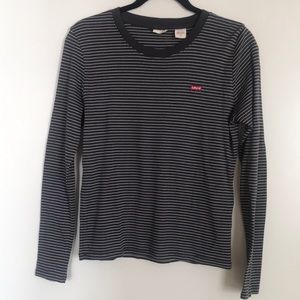 Levi’s grey and white striped long sleeve t-shirt